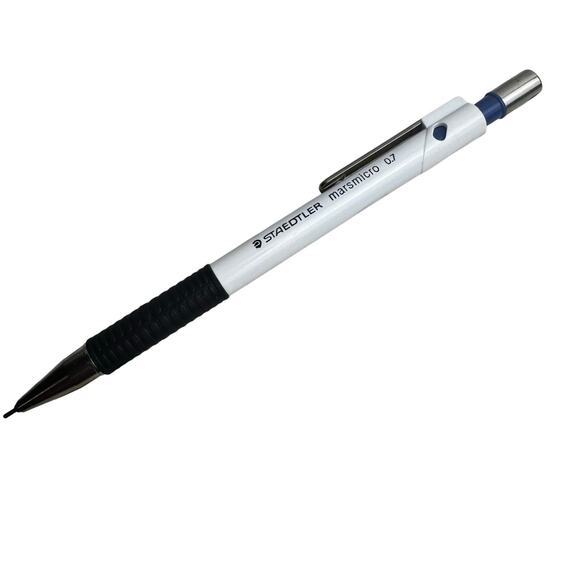 Vintage Staedtler Marsmicro Drafting Mechanical Pencil 0.7mm Germany White Blue - Picture 1 of 8